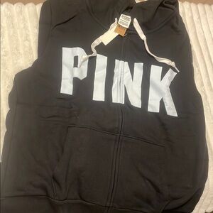 Black Hoodie with Light Blue / White PINK Logo